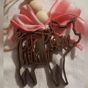 Get piggy with it laser engraved car charm/ Christmas ornament